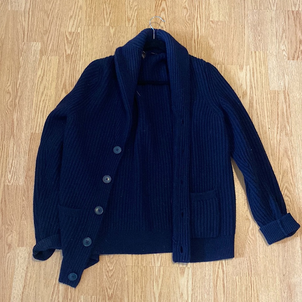 Blue Cardigan - Black and Brown